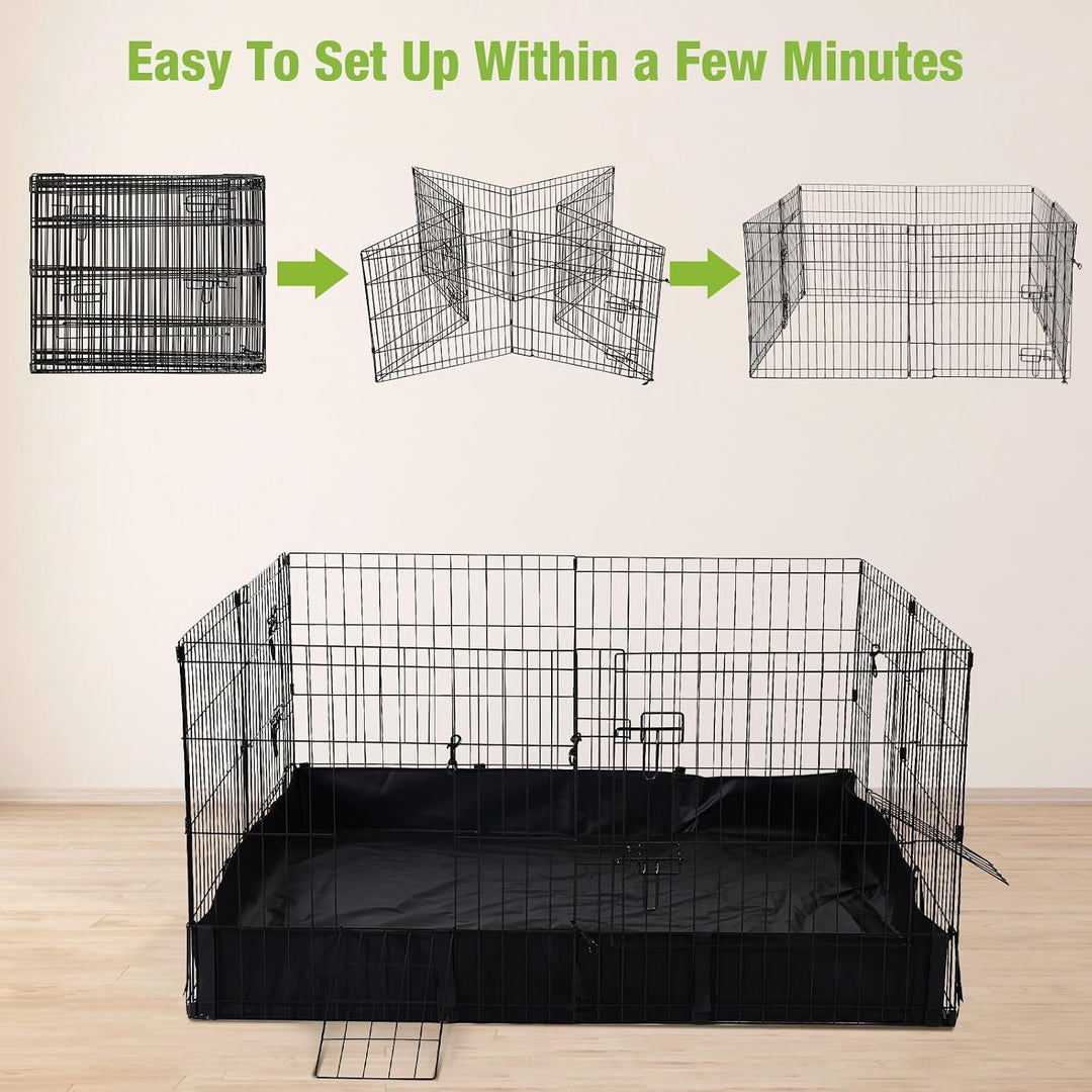 MEDEHOO Pet Playpen for Small Animal, Rabbit Playpen with Waterproof Liner for Indoor &amp; Outdoor Use (Playpen Only)