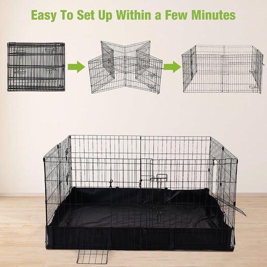 MEDEHOO Pet Playpen for Small Animal, Rabbit Playpen with Waterproof Liner for Indoor &amp; Outdoor Use (Playpen Only)