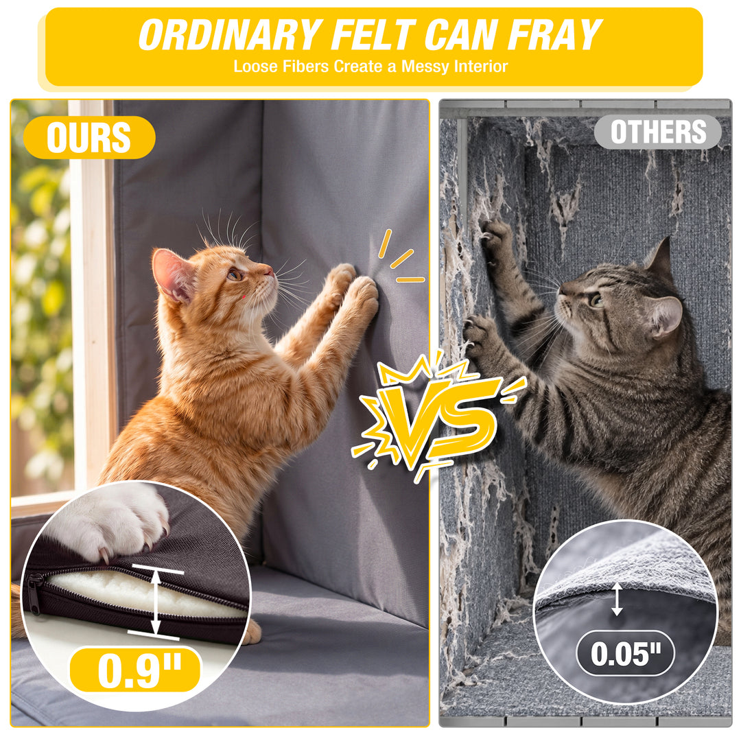 MEDEHOO Insulated Outdoor Cat House with 6-Sided Liner and Raised Floor, Wooden Winter Shelter