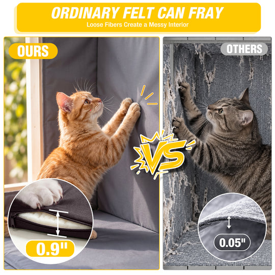 MEDEHOO Insulated Outdoor Cat House with 6-Sided Liner and Raised Floor, Wooden Winter Shelter