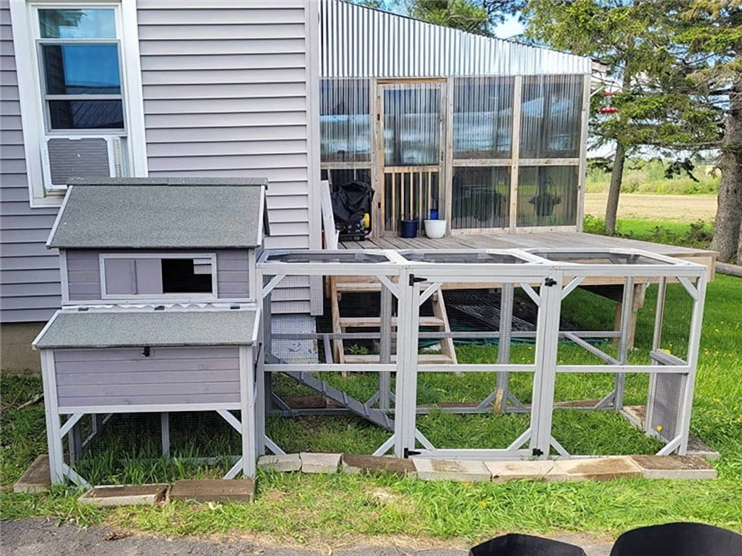 MEDEHOO Chicken Coop 41ft² Large Outdoor Chicken House with Run Multi-Level Hen House Poultry Cage with Nesting Box,Waterproof Roof AIR46-M-00J
