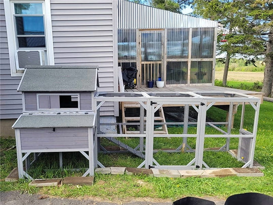 MEDEHOO Chicken Coop 41ft² Large Outdoor Chicken House with Run Multi-Level Hen House Poultry Cage with Nesting Box,Waterproof Roof AIR46-M-00J