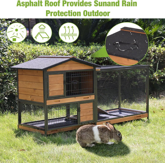 MEDEHOO Rabbit Hutch Outdoor Indoor, Rabbit Cage with Wheels Bunny Cage Large Guinea Pig Cage for Small Animals with Tray AIR190-X-WM