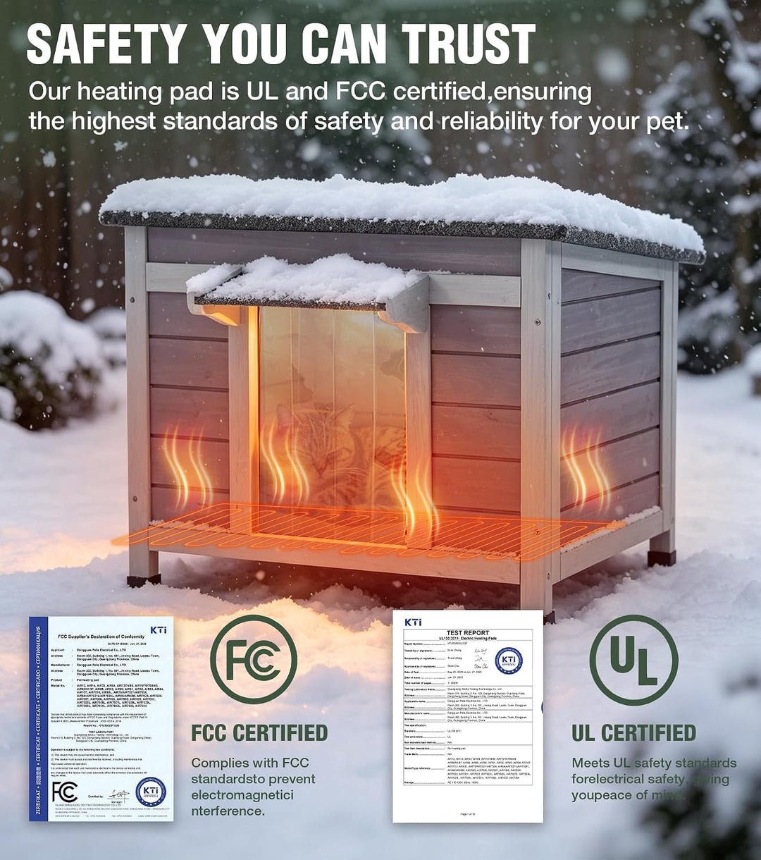 MEDEHOO Heated Outdoor Cat House with Heater and Insulated Liner Weatherproof Insulated Feral Cat Shelter for Winter AIR12-IN-HP-WM