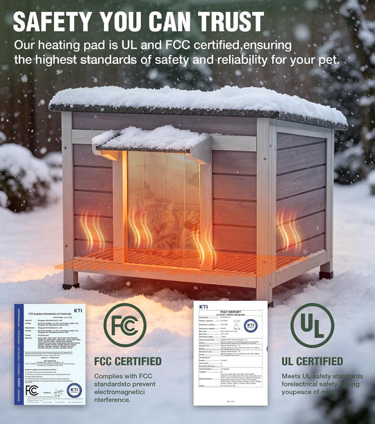 MEDEHOO Heated Outdoor Cat House with Heater and Insulated Liner Weatherproof Insulated Feral Cat Shelter for Winter AIR12-IN-HP-WM
