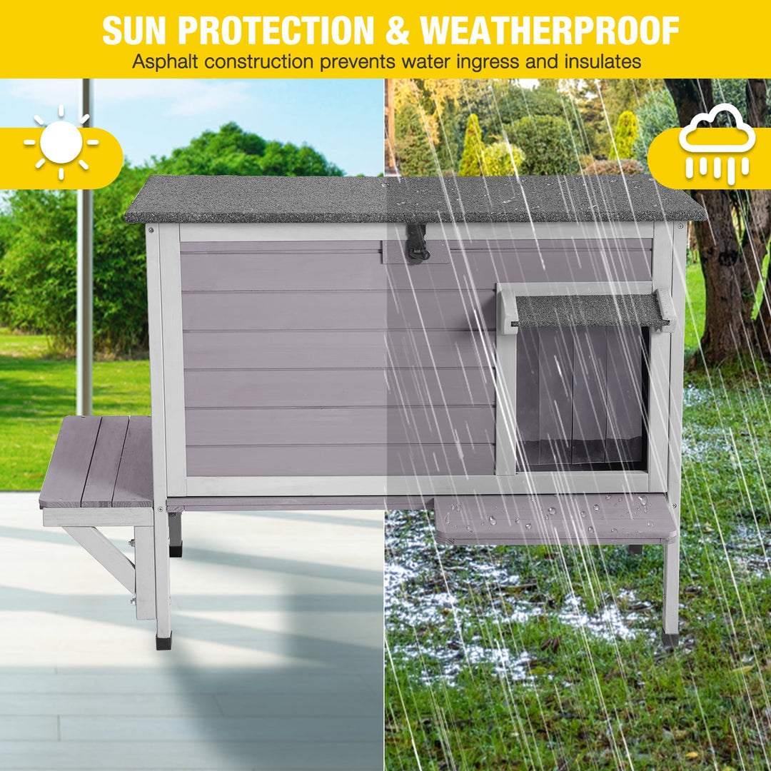 MEDEHOO Heated Outdoor Cat House with Heating Pad &amp; Insulated Liner, Weatherproof Feral Stray Cat Shelter for Winter, Windproof &amp; Waterproof, Fits 1-3 Cats AIR91-IN-MA-WM