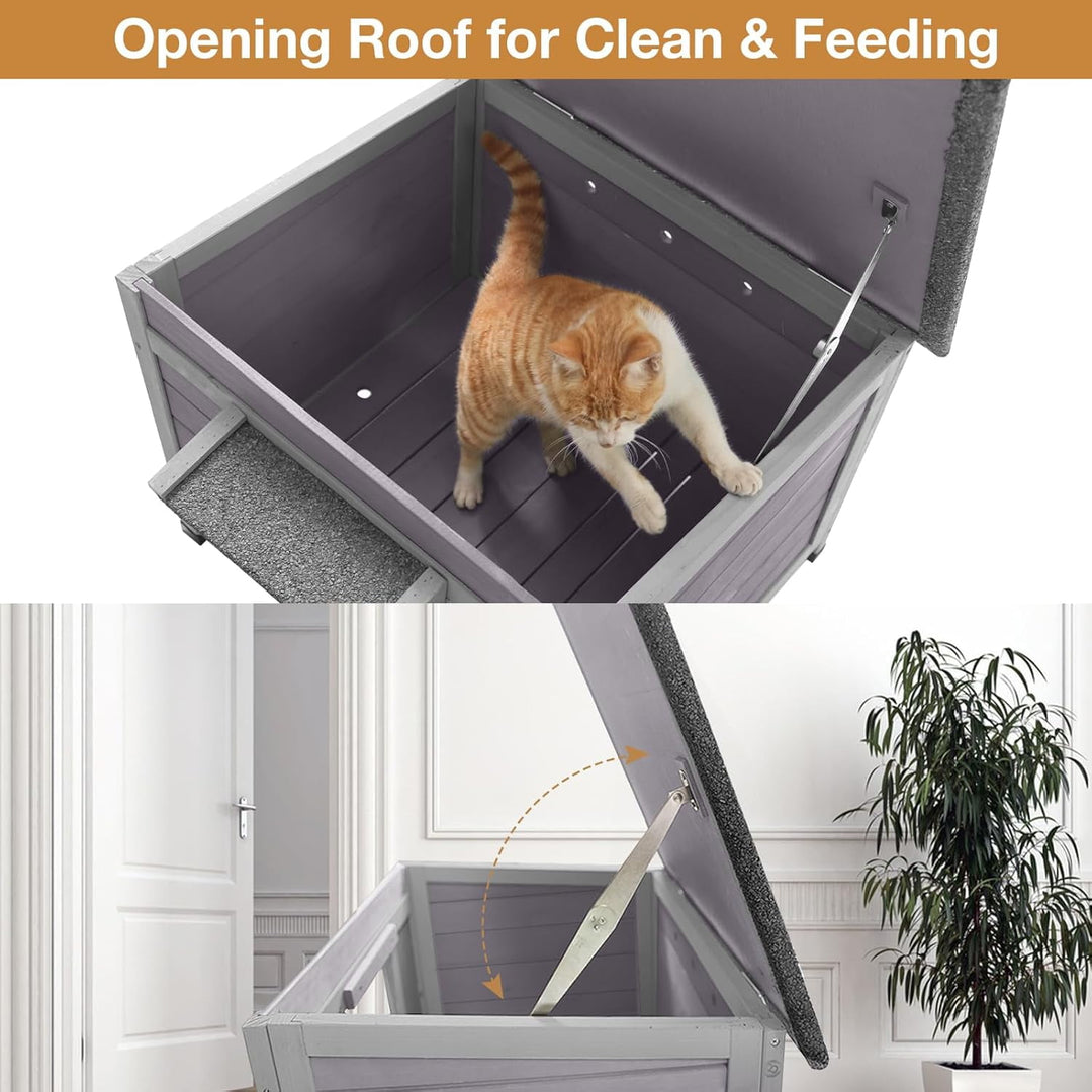 MEDEHOO Outdoor Cat House Feral Cat Enclosure, Small Pet House Rainproof Cat House