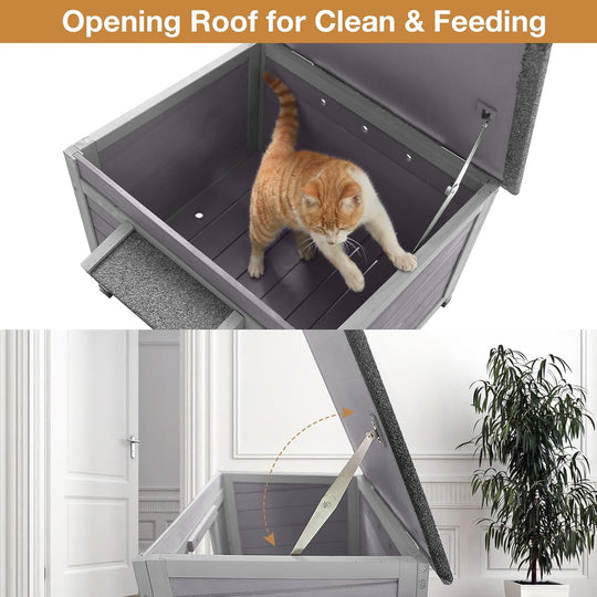 MEDEHOO Outdoor Cat House Feral Cat Enclosure, Small Pet House Rainproof Cat House
