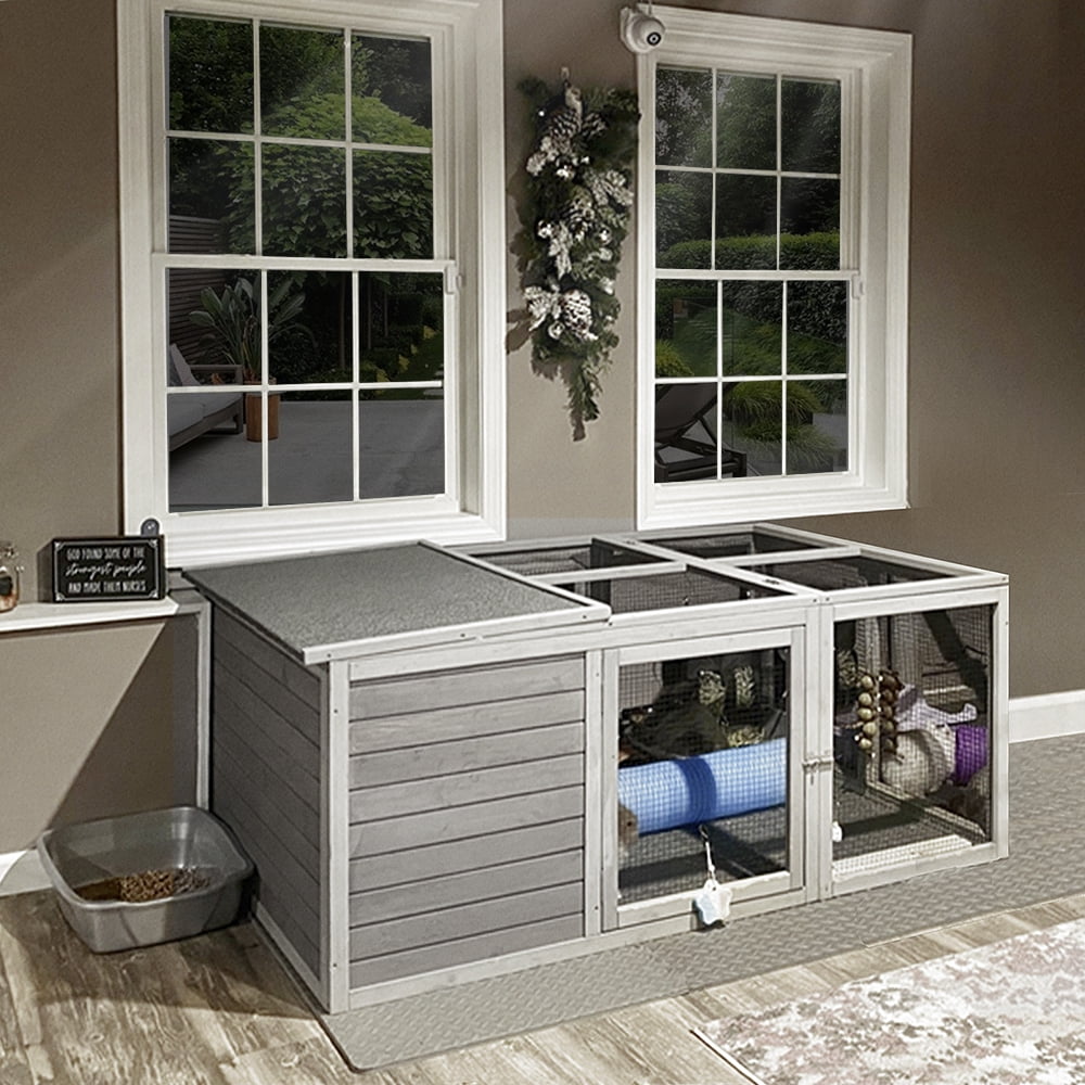 MEDEHOO Wooden Chicken Coop with Run Rabbit Hutch Bunny Cage for Small Animals Indoor