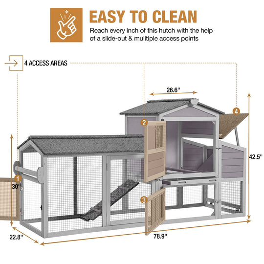 MEDEHOO Mobile Chicken Coop with Nesting Box, Outdoor Hen House Poultry Cage with Casters X-Large AIR61-U