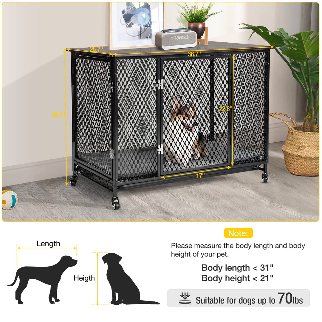 MEDEHOO Dog Crate Furniture Wooden Dog House Small Medium Large Dogs with Cushion Tray