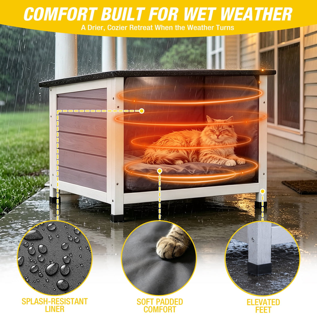 MEDEHOO Outdoor Insulated Cat House, Cat Shelter with Insulated Liner, Winter Cat Shelter Outdoor