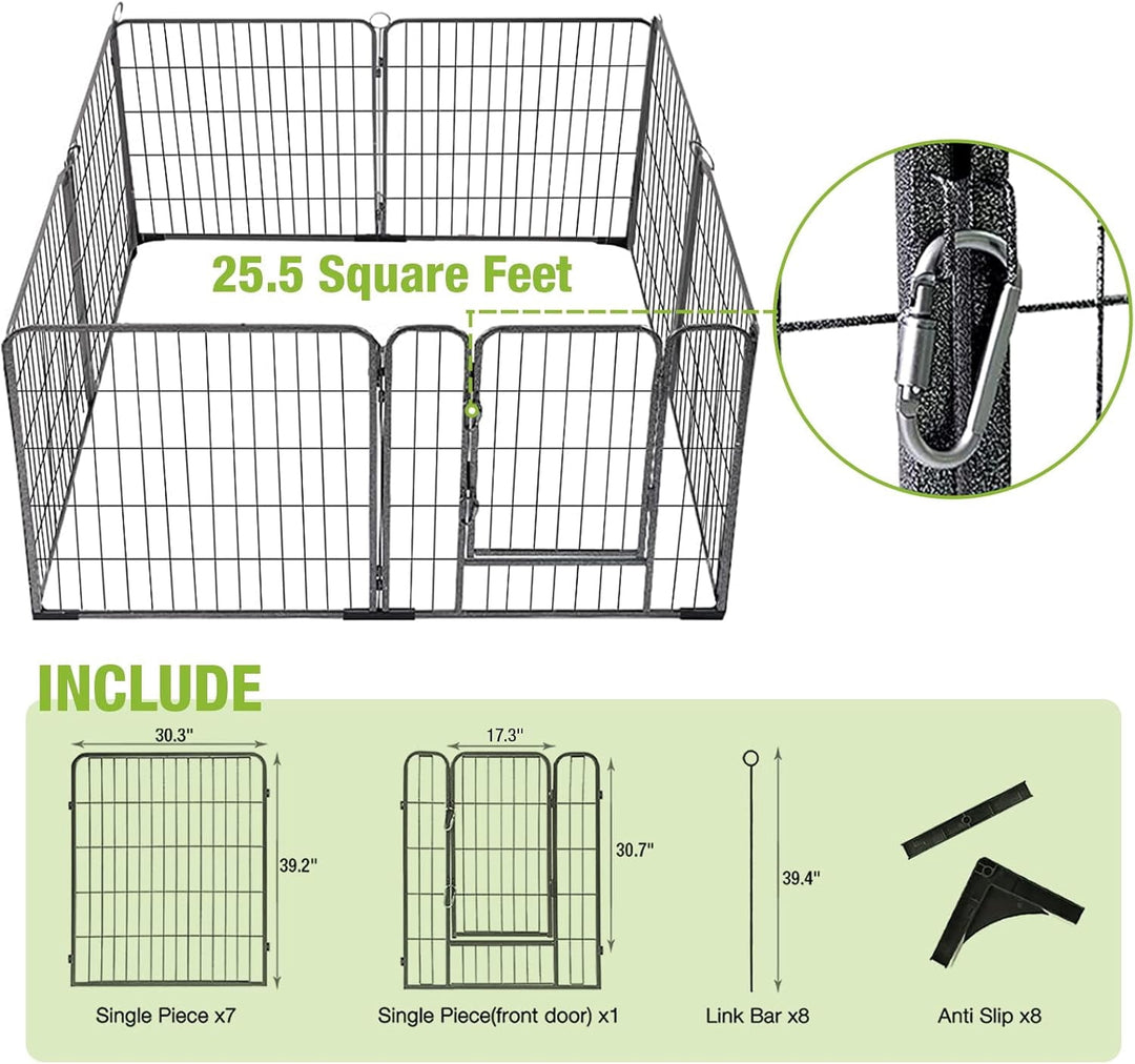 MEDEHOO Dog Playpen Indoor Dog Pen Outdoor Puppy Fence 8 Panels Pet Playpen with Doors for Large/Medium/Small Dogs,8 Panels,31 Inch