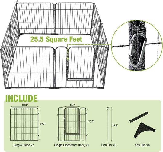 MEDEHOO Dog Playpen Indoor Dog Pen Outdoor Puppy Fence 8 Panels Pet Playpen with Doors for Large/Medium/Small Dogs,8 Panels,31 Inch