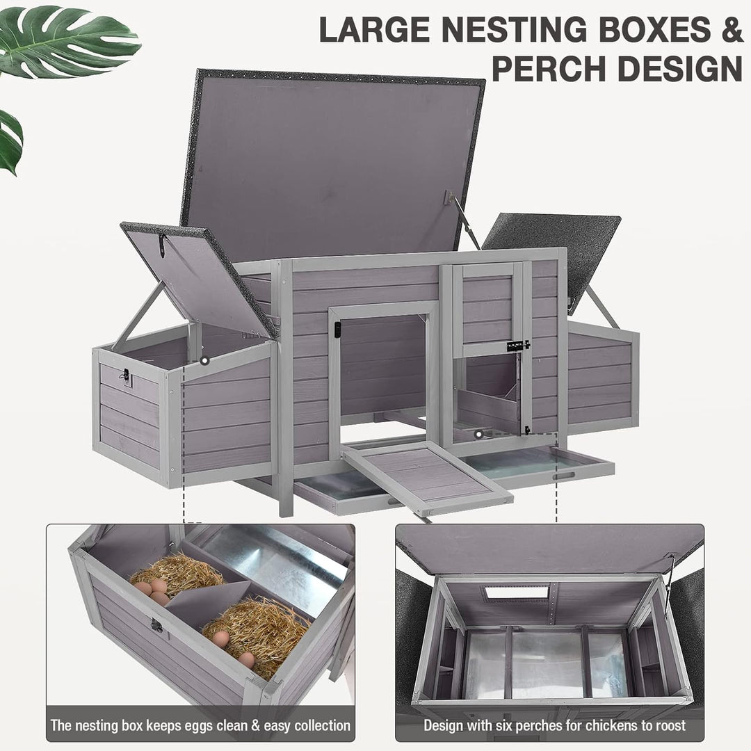MEDEHOO Chicken Coop Large Expandable Chicken House for Outdoor with Two Nesting Box, Leakproof Pull-on Tray and UV-Resistant Roof Panel AIR69-Q-WM