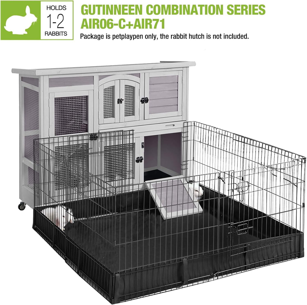 MEDEHOO 47" Rabbit Hutch Indoor Outdoor Bunny Cage on Wheel Bunny House with Tray