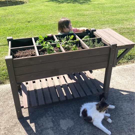 BUTINGLALE Raised Garden Bed Mobile Outdoor Planter Box with Legs for Vegetables Flower Herb, Large Storage Garden Box on Wheels GUT02-G-WM