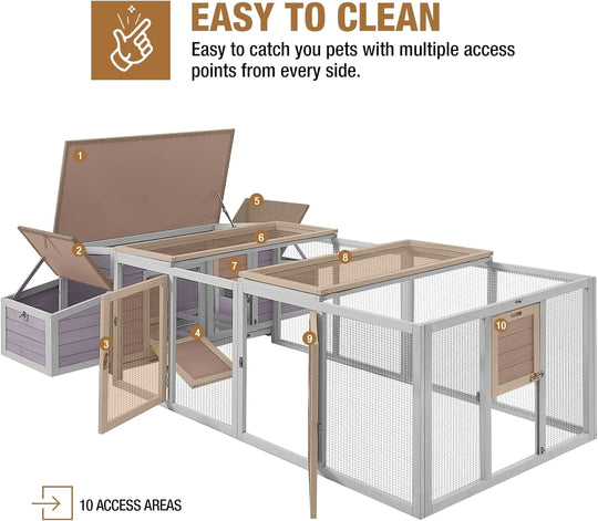 MEDEHOO Chicken Coop 103" Large Duck Coop with Run Outdoor Chicken House with Nesting Box, 4-6 Chickens AIR045-M-WM