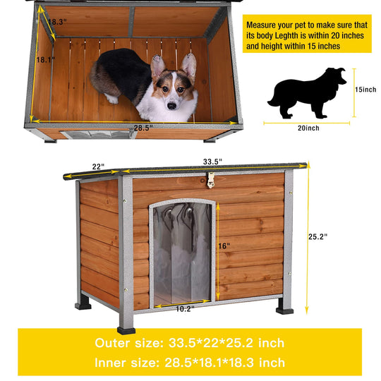 MEDEHOO Wooden Dog House Anti-chewing Kennels for Outdoor &amp; Indoor, Browm, Medium