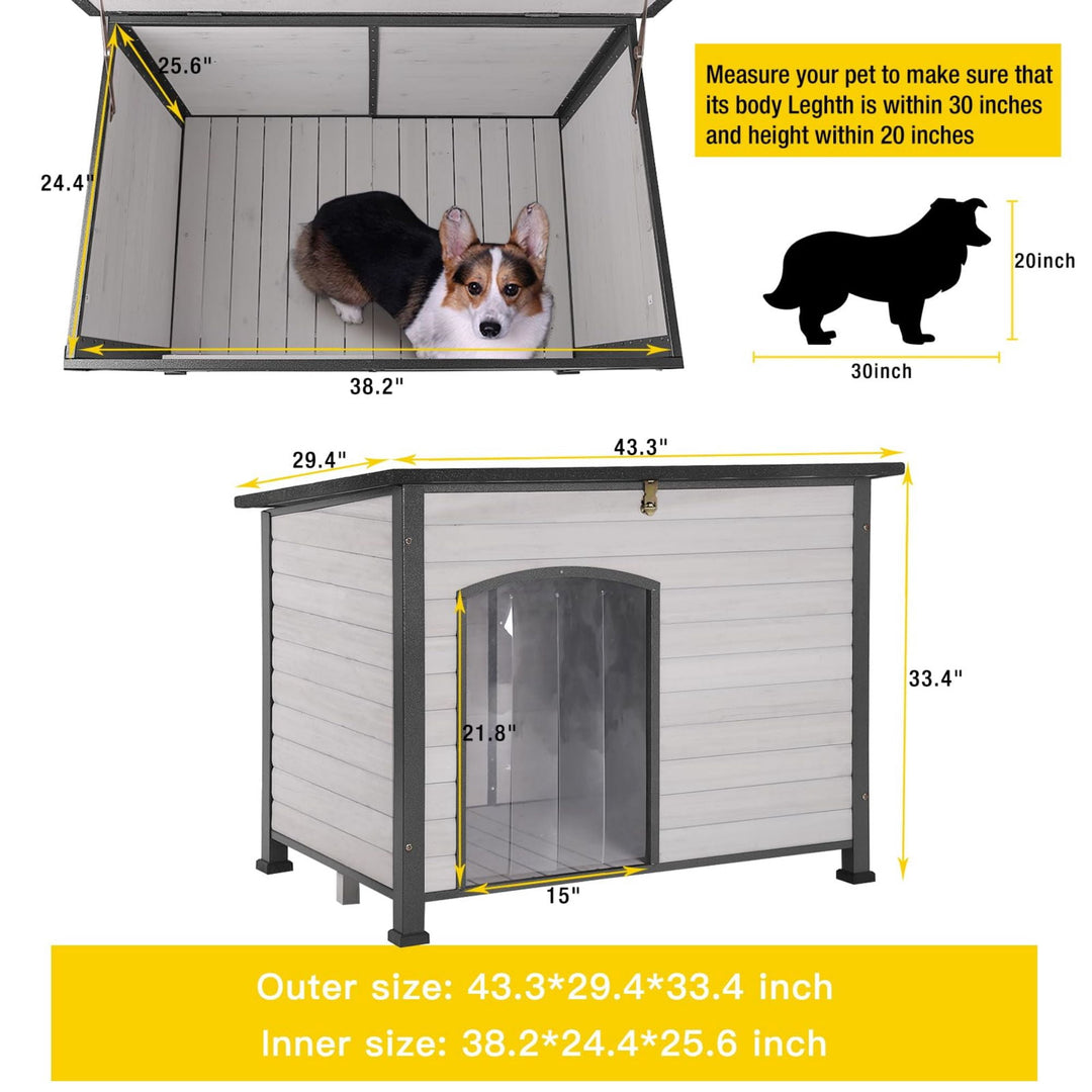 MEDEHOO Wooden Dog House Anti-chewing Kennels for Outdoor &amp; Indoor, Off-White Large