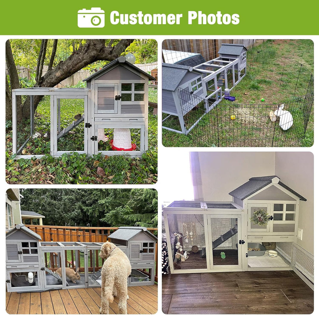BUTINGLALE 51.6" L Chicken coop Outdoor Rabbit Hutch Indoor Bunny Cage Expandable Duck House(Grey) XZ7002-N1