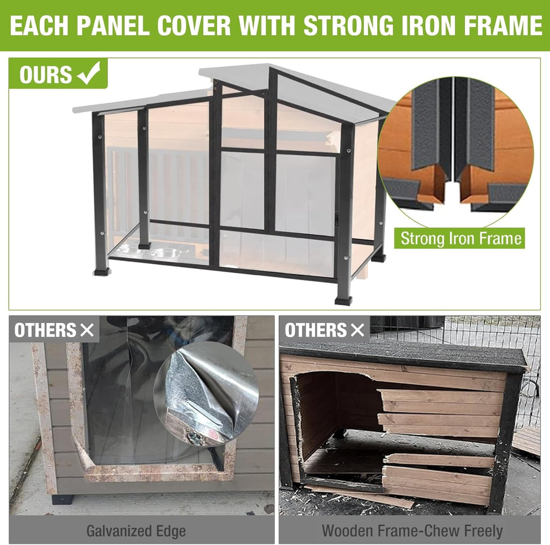 MEDEHOO Heated Dog House Outdoor Large Dog Kennel with Iron Frame, Weatherproof Dog Cage with Insulated Liner for Small &amp; Medium &amp; Large Dogs