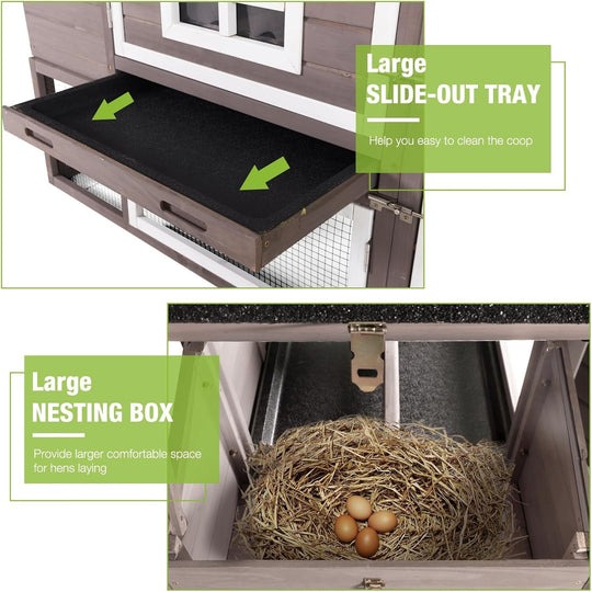 MEDEHOO Mobile Chicken Coop with Wheels Expandable Chicken Tractor Outdoor Hen House for 2-4 Chickens 67.3" L(Brown) AIR23-C-AA-WM