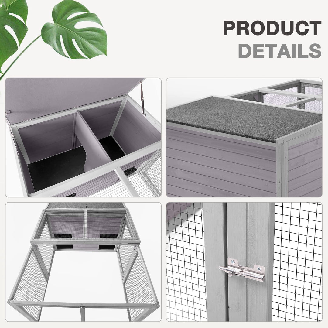 MEDEHOO Chicken Coop Large Wooden Rabbit Hutch Indoor Outdoor with 2 Living House ANG PVC Layer for Chicken, Hutch, Ducks AIR28-H