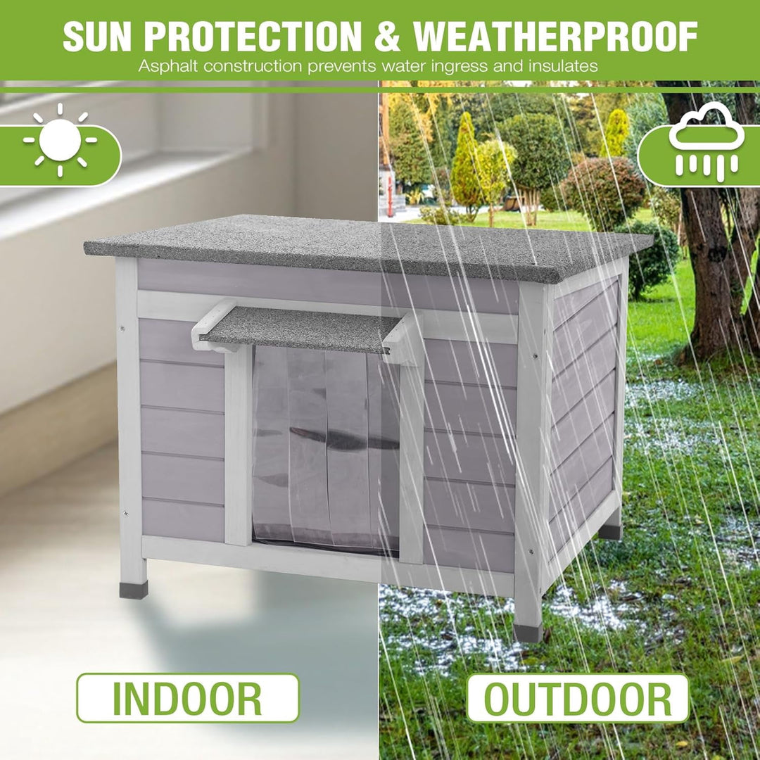 MEDEHOO Heated Cat House Outdoor Insulated Cat House for Outside Weatherproof Feral Cat Shelter with Heated Pad, Insulated Thermal Liner, Chewproof Cable for Cats (Winter-Ready) AIR12-IN-HP-MA-WM