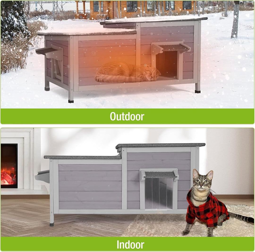 BUTINGLALE Outdoor Cat House Insulated Feral Kitty Shelter with Liner Weatherproof Cat Condo for Winter,Large Space AIR93-IN-J