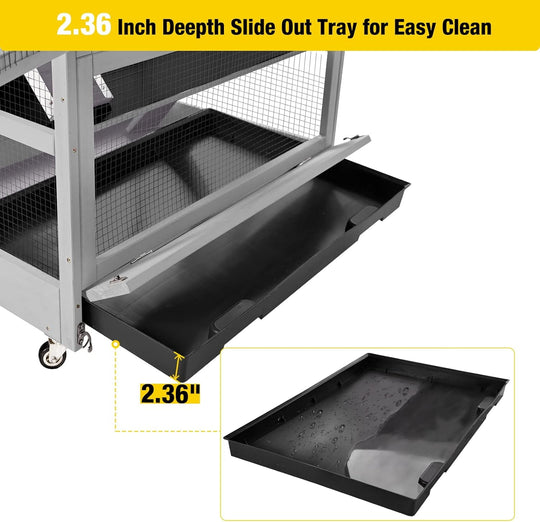 MEDEHOO Chinchilla Cage Rolling Small Animal Cages for Rats Ferrets Guinea Pigs with Removable Tray and Wheels, 4-Tier, Gray AIR56-WM