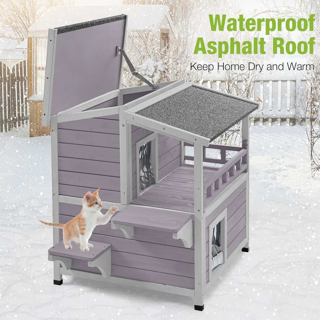 MEDEHOO Cat House Outdoor Kitty Shelter Waterpfoor for Winter, Indoor &amp; Outdoor Use
