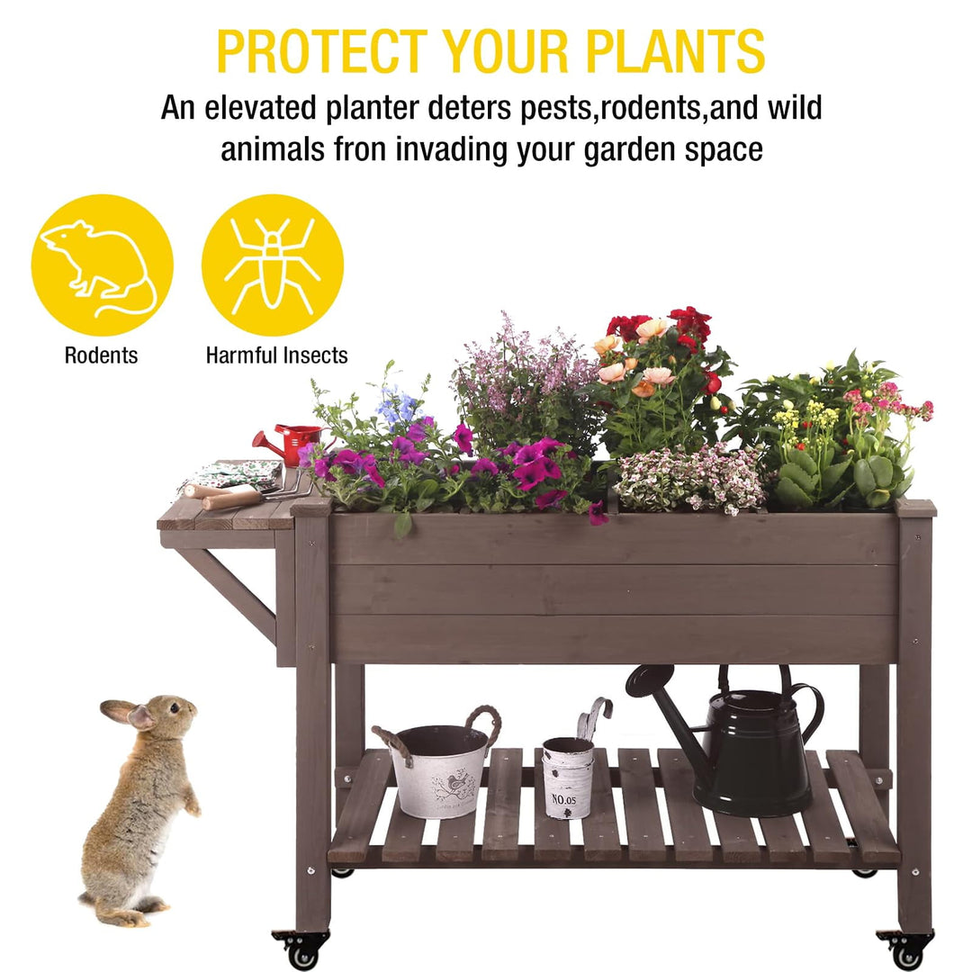 MEDEHOO Raised Garden Bed Elevated Wood Planter Box Stand Outdoor Garden Kit GUT02-WM