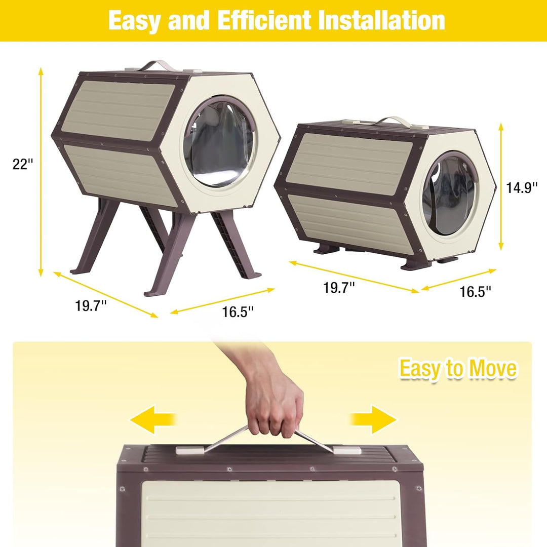 MEDEHOO Outdoor Indoor Heated Cat House with Heater, Combined Cat Condo with Adjustable Temperature and Time, Insulated Feral Cat Shelter with Escape Door for Winter Weatherproof (5 Set)