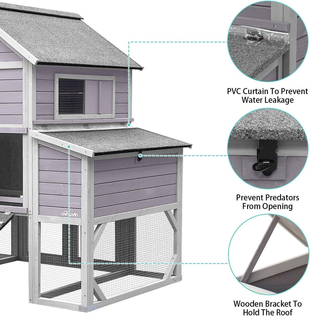 BUTINGLALE Large Outdoor Chicken Coop with Run, Multi-Level Hen House, Weatherproof Roof, Predator-Resistant Design &amp; 6 Nesting Boxes for 8-10 Chickens, 41 sq.ft AIR46-M-MA-WM