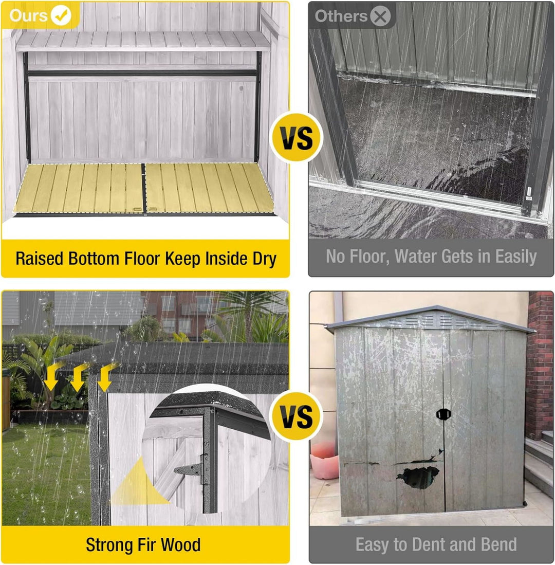 MEDEHOO Outdoor Storage Shed Metal Frame Tool Garden Shed with Floor and Lockable Door for Patio Backyard Lawn AIR99-WM