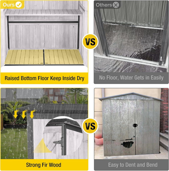 MEDEHOO Outdoor Storage Shed Metal Frame Tool Garden Shed with Floor and Lockable Door for Patio Backyard Lawn AIR99-WM