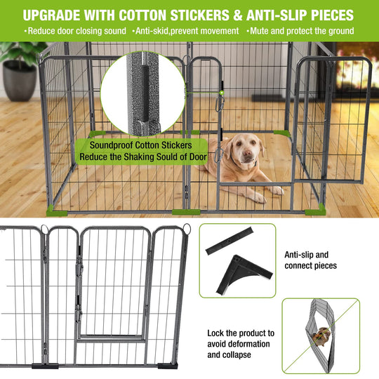 Dog Playpen Indoor &amp; Outdoor Foldable Metal Pet Exercise Fence Pen with Door Gate,Dog Kennels for Small/Medium/Puppy Dogs,Rabbits (8 Panels, 39 Inch)