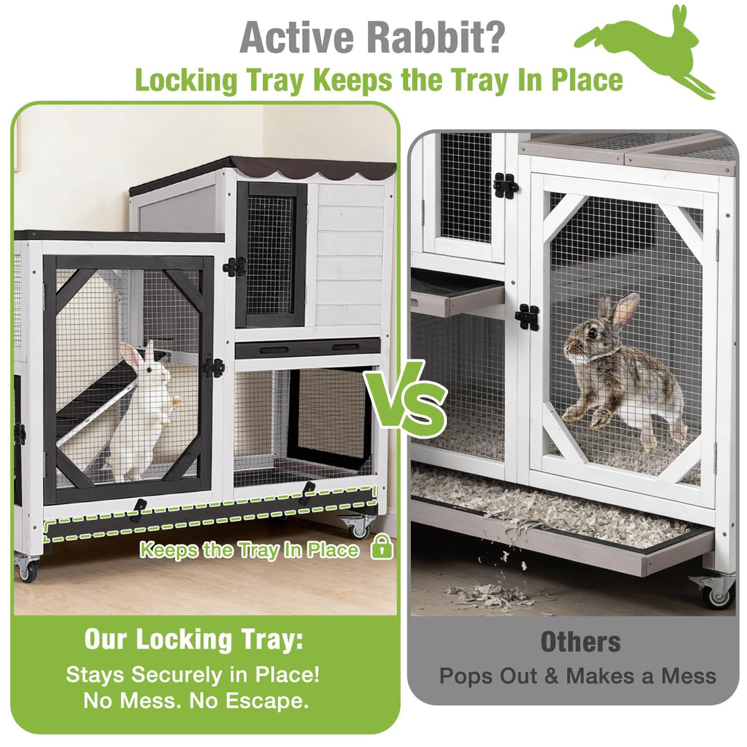 AIR7013-BW/L-SF 2-Story Rabbit Hutch with Wheels