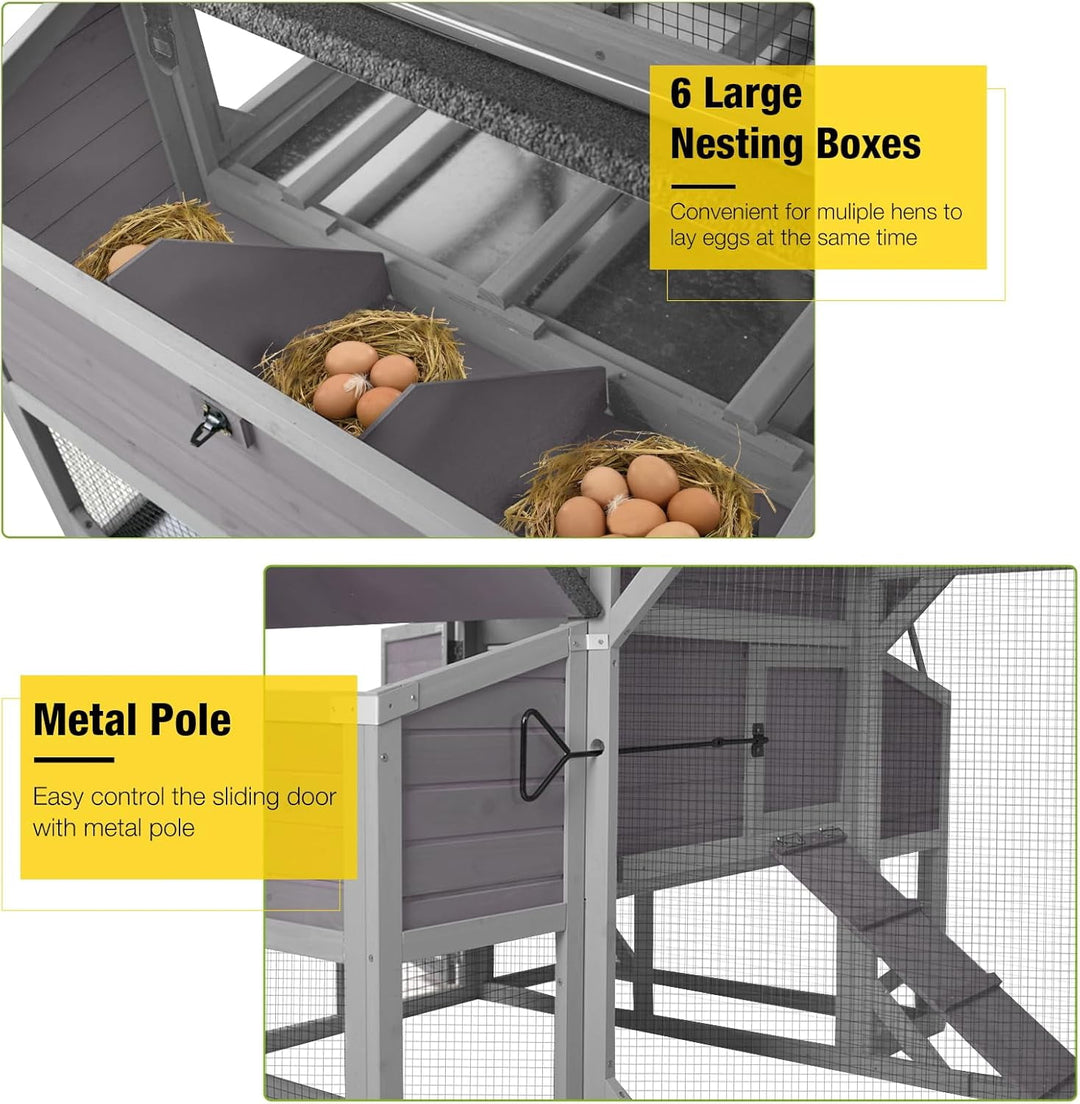 MEDEHOO Chicken Coop Extra Large Chicken House Outdoor Poultry Cage for 8-10 Chickens