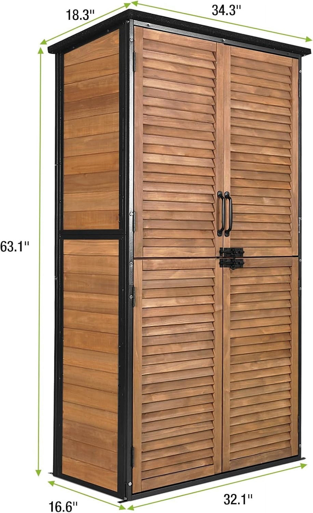 MEDEHOO Outdoor Storage Shed with Floor and Durable Plastic Roof Weatherproof Storage Cabinet with Strong Iron Frame LargeSheds for Outside Brown