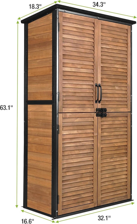 MEDEHOO Outdoor Storage Shed with Floor and Durable Plastic Roof Weatherproof Storage Cabinet with Strong Iron Frame LargeSheds for Outside Brown