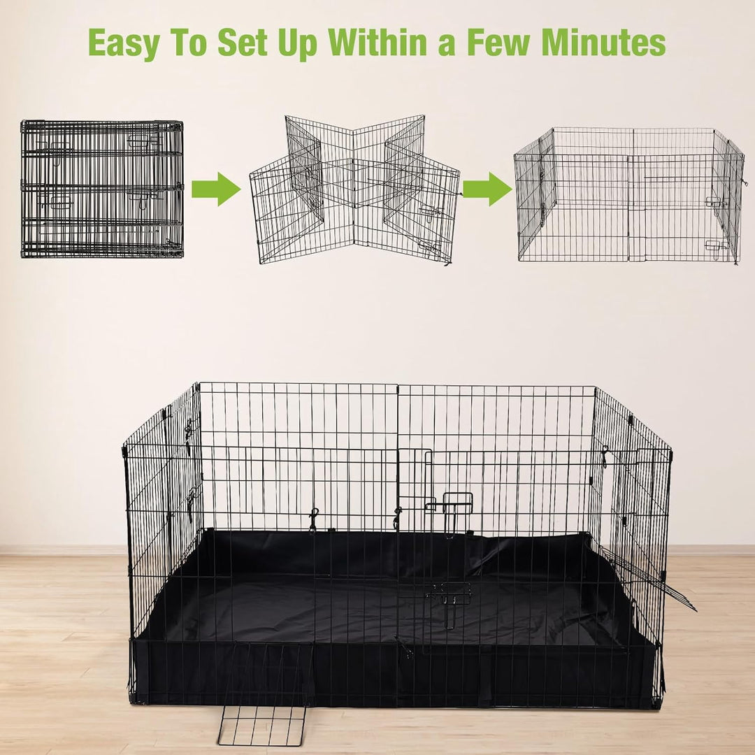 MEDEHOO Pet Playpen for Small Animal, Rabbit Cage with Waterproof Liner for Indoor &amp; Outdoor Use (Playpen Only) AIR71-06-WM