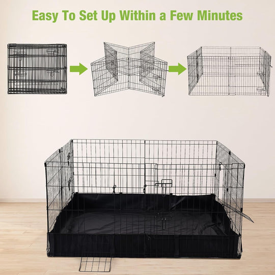 MEDEHOO Pet Playpen for Small Animal, Rabbit Cage with Waterproof Liner for Indoor &amp; Outdoor Use (Playpen Only) AIR71-06-WM