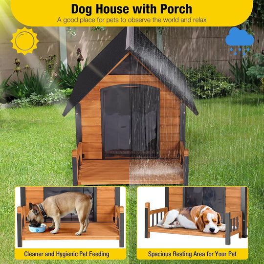 MEDEHOO Heated Dog House Outdoor 50.9" Large Dog Kennel with Metal Frame Insulated Indoor Dog Cage for Small Medium Large Dogs with Heater and Insulated Liner