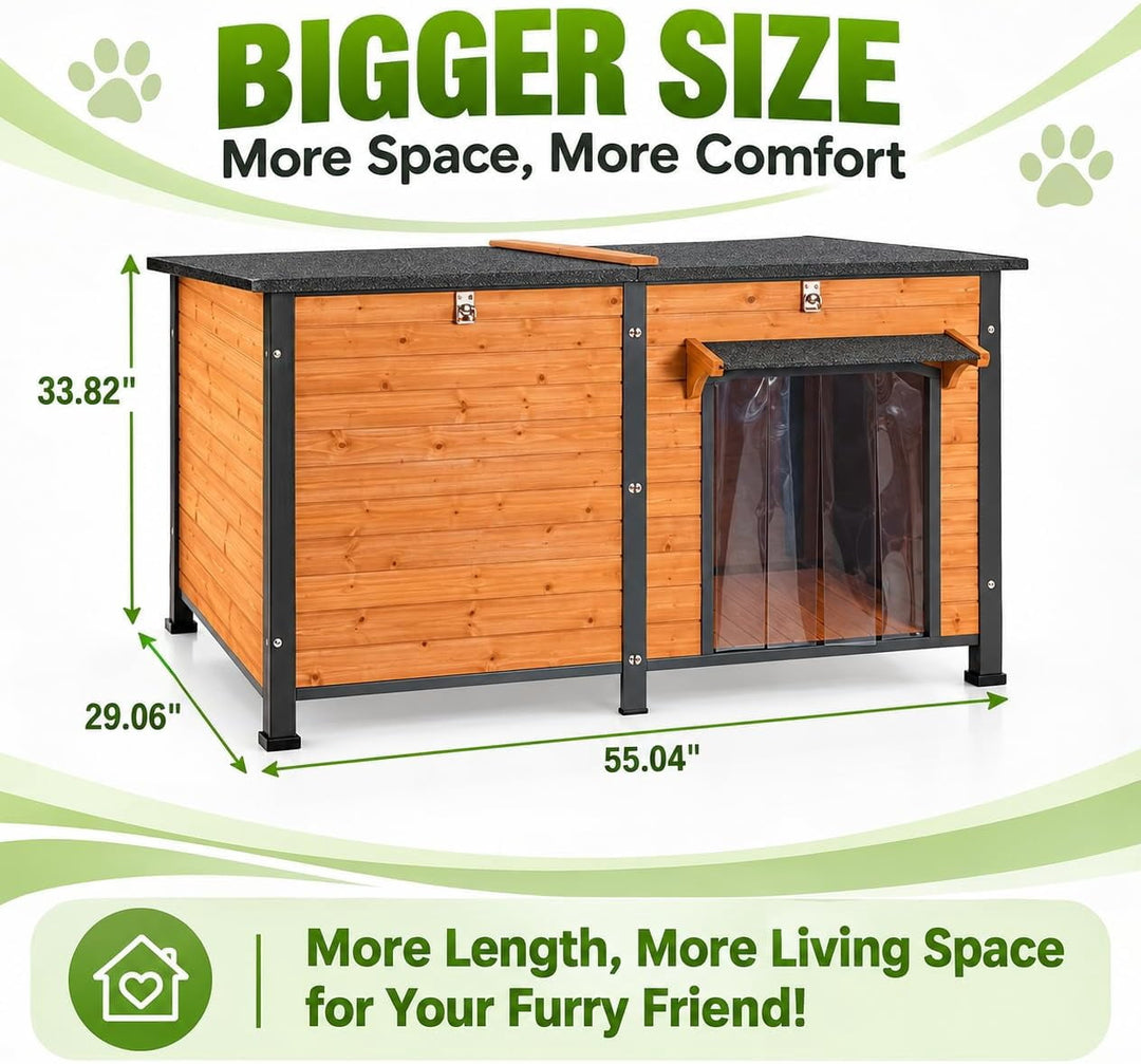 MEDEHOO Extra Large Heated Dog House Outdoor Insulated for Outside Dogs with Heating Pad Heating Pad for Cold Weather AIR63-IN-K-WM