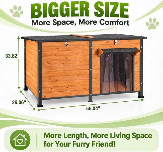 MEDEHOO Extra Large Heated Dog House Outdoor Insulated for Outside Dogs with Heating Pad Heating Pad for Cold Weather AIR63-IN-K-WM
