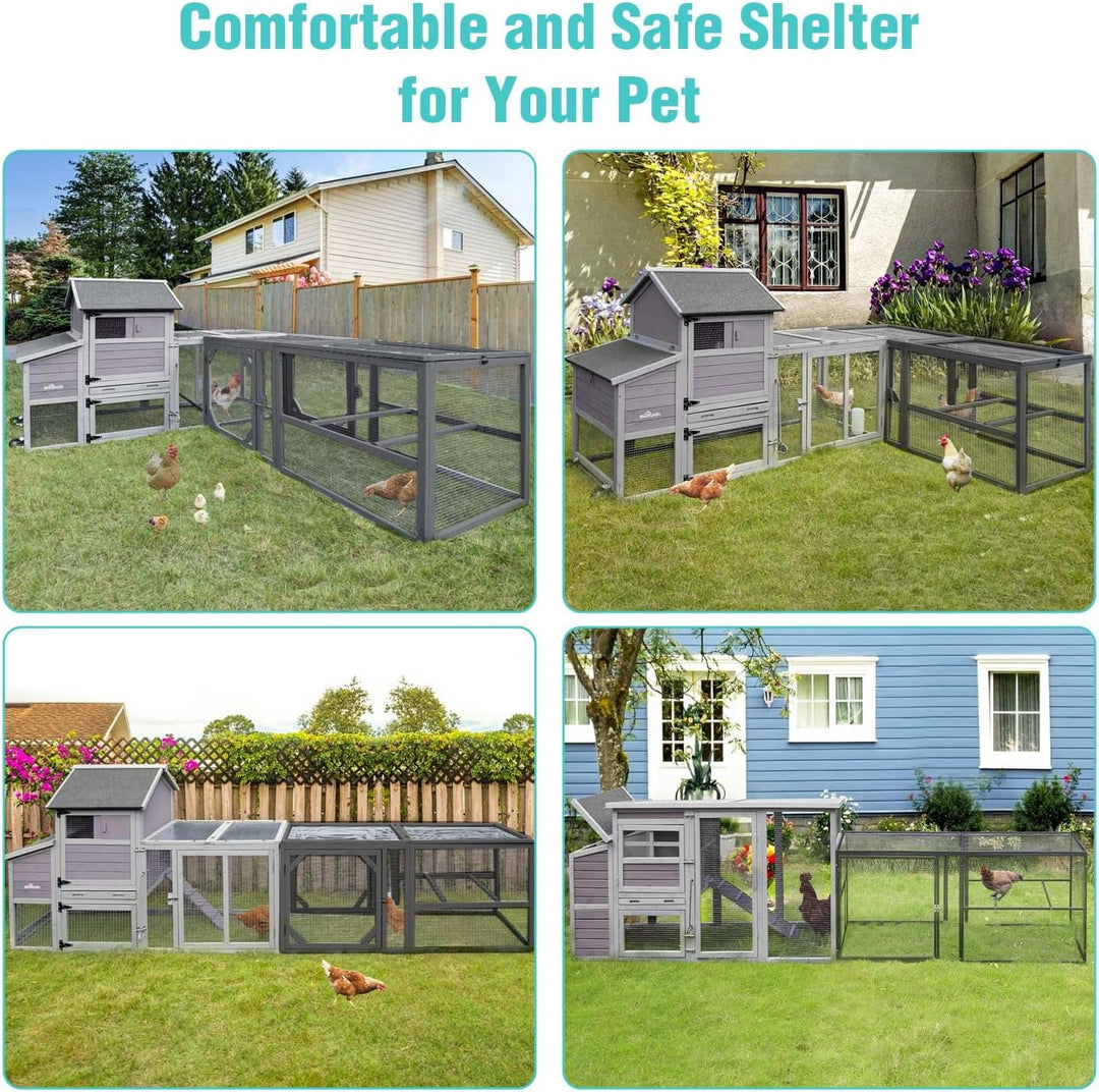 MEDEHOO Heavy-Duty Metal Chicken Coop Run Extension - 14.3 sq ft Lockable Outdoor Playpen for Chickens, Ducks, Rabbits | Predator-Proof Design, Expandable Panels &amp; Weather-Resistant Frame Run-AIR29-MA-WM