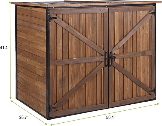 MEDEHOO Outdoor Storage Shed Cabinet with Strong Iron Frame Large Wooden Garden Shed Tool House with Adjustable Shelfs,Medium AIR105-shed-J-WM