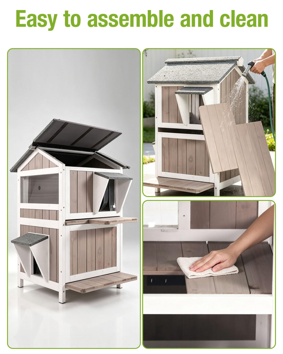MEDEHOO Heated Insulated Outdoor Cat House for 1-2 Cats, Waterproof Feral Cat Shelter with Washable Liner, Heating Pad &amp; 2 Doors